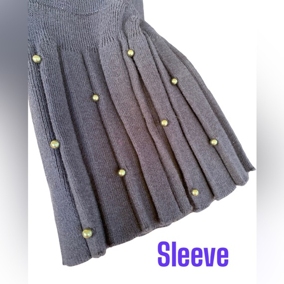 Chicos Size 2 (12-14) violet long studded cardigan with pleated accents - Picture 3 of 6